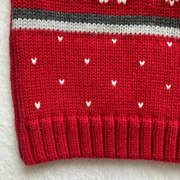 Gymboree Baby Sweater 6-12M Red Grey Moose Knit Pullover | Holiday Winter VGUC - Picture 8 of 16